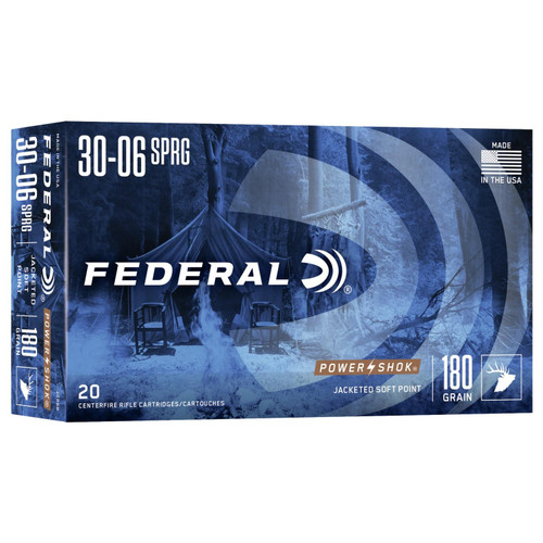 Federal Power-Shok Rifle Ammunition .30-06 Sprg 180 gr SP 2700 fps - 20/ct Federal Power-Shok Rifle Ammunition .30-06 Sprg 180 gr SP 2700 fps - 20/ct