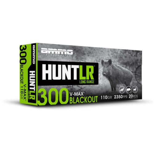 Ammo Inc Hunt LR V-Max Rifle Ammunition .300 Blackout 110gr PT 2350 fps 20/ct Ammo Inc Hunt LR V-Max Rifle Ammunition .300 Blackout 110gr PT 2350 fps 20/ct