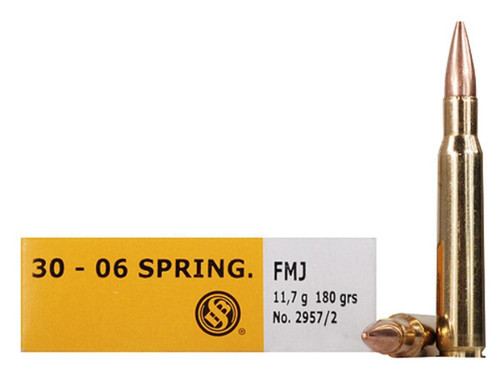 Sellier & Bellot Rifle Ammunition .30-06 Sprg 180 gr FMJ 2675 fps - 20/box Sellier & Bellot Rifle Ammunition .30-06 Sprg 180 gr FMJ 2675 fps - 20/box