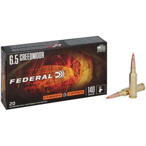 Federal Fusion Tipped Rifle Ammunition 6.5 Creedmoor 140gr PT 2700 fps 20/ct Federal Fusion Tipped Rifle Ammunition 6.5 Creedmoor 140gr PT 2700 fps 20/ct