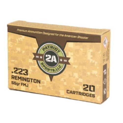 Patriot Sports Rifle Ammunition .223 Rem 55gr FMJ 3280 fps 20/ct Patriot Sports Rifle Ammunition .223 Rem 55gr FMJ 3280 fps 20/ct