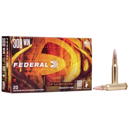 Federal Fusion Rifle Ammunition .308 Win 180 gr BTSP 2600 fps - 20/ct Federal Fusion Rifle Ammunition .308 Win 180 gr BTSP 2600 fps - 20/ct