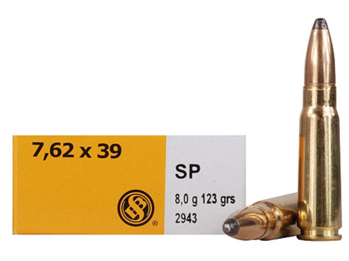 Sellier & Bellot Rifle Ammunition 7.62x39mm 123 gr SP 2435 fps - 20/box Sellier & Bellot Rifle Ammunition 7.62x39mm 123 gr SP 2435 fps - 20/box
