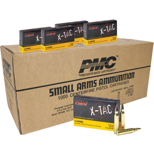 PMC X-Tac Rifle Ammunition 5.56x45mm 55 gr FMJBT 3120 fps 1000/ct PMC X-Tac Rifle Ammunition 5.56x45mm 55 gr FMJBT 3120 fps 1000/ct