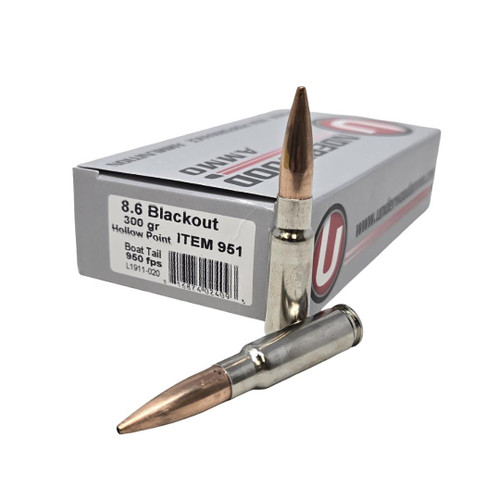 Underwood Subsonic Rifle Ammunition 8.6 Blackout 300gr HPBT 950 fps 20/ct Underwood Subsonic Rifle Ammunition 8.6 Blackout 300gr HPBT 950 fps 20/ct