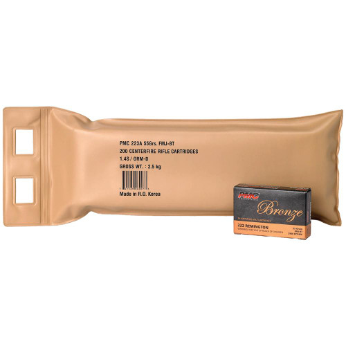 PMC Bronze Battle Pack Rifle Ammunition .223 Rem 55 gr FMJ 2900 fps 200ct PMC Bronze Battle Pack Rifle Ammunition .223 Rem 55 gr FMJ 2900 fps 200ct