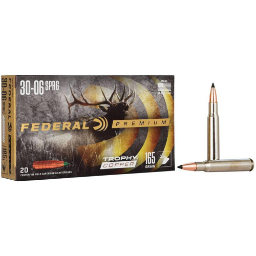 Federal Premium Trophy Copper Rifle Ammunition .30-06 Sprg 165 gr TC 2800 fps 20/ct Federal Premium Trophy Copper Rifle Ammunition .30-06 Sprg 165 gr TC 2800 fps 20/ct