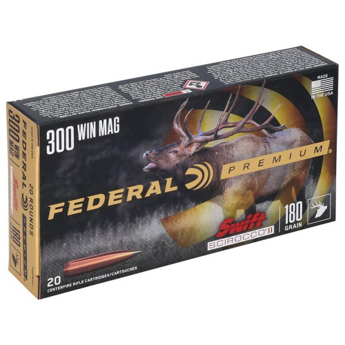 Federal Swift Scirocco II Rifle Ammunition .300 WIN MAG 180 gr Poly Tip 2950 fps 20/ct Federal Swift Scirocco II Rifle Ammunition .300 WIN MAG 180 gr Poly Tip 2950 fps 20/ct