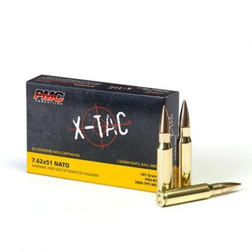 PMC X-Tac Rifle Ammunition .308 Win (7.62x51) 147gr FMJ-BT 2800 fps 20/ct PMC X-Tac Rifle Ammunition .308 Win (7.62x51) 147gr FMJ-BT 2800 fps 20/ct