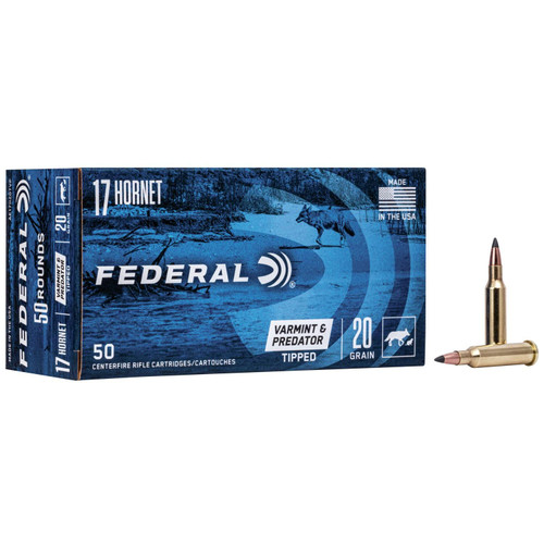 Federal American Eagle Varmint & Predator Rifle Ammunition .17 Hornet 20 gr V-tip 3610 fps Federal American Eagle Varmint & Predator Rifle Ammunition .17 Hornet 20 gr V-tip 3610 fps