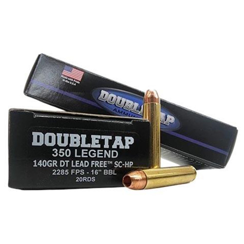 Double Tap DT Lead Free Rifle Ammunition 350 Legend 140gr SC-HP 2285 fps 20/ct Double Tap DT Lead Free Rifle Ammunition 350 Legend 140gr SC-HP 2285 fps 20/ct