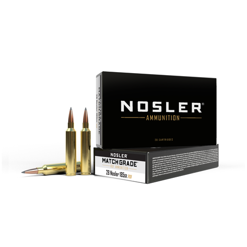 Nosler RDF Match Grade Rifle Ammunition .28 Nosler 185gr HPBT 3075 fps 20/ct Nosler RDF Match Grade Rifle Ammunition .28 Nosler 185gr HPBT 3075 fps 20/ct