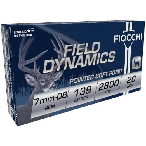 Fiocchi Field Dynamics Rifle Ammunition 7mm-08 Rem 139 gr PSP 2800 fps 20/ct Fiocchi Field Dynamics Rifle Ammunition 7mm-08 Rem 139 gr PSP 2800 fps 20/ct