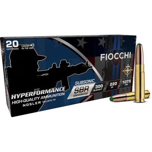 Fiocchi Hyperformance SBR Nosler BT Ammunition .300 Blackout 220gr PT 1075 fps 20/ct Fiocchi Hyperformance SBR Nosler BT Ammunition .300 Blackout 220gr PT 1075 fps 20/ct