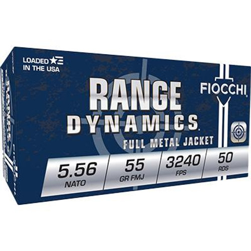 Fiocchi Range Dynamics Rifle Ammunition 5.56mm NATO 55 gr FMJ 3240 fps 50/ct Fiocchi Range Dynamics Rifle Ammunition 5.56mm NATO 55 gr FMJ 3240 fps 50/ct
