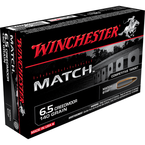 Winchester Match Rifle Ammunition 6.5 Creedmoor 140 gr BTHP 2710 fps 20/ct Winchester Match Rifle Ammunition 6.5 Creedmoor 140 gr BTHP 2710 fps 20/ct