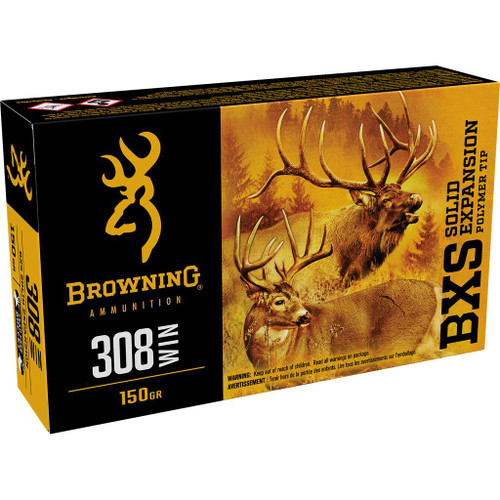 Browning Max Point Rifle Ammunition .308 Win 150gr BXS 2820 fps 20/ct Browning Max Point Rifle Ammunition .308 Win 150gr BXS 2820 fps 20/ct