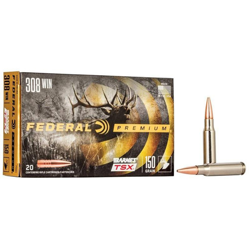 Federal Barnes TSX Rifle Ammunition .308 Win 150gr PT 2820 fps 20/ct Federal Barnes TSX Rifle Ammunition .308 Win 150gr PT 2820 fps 20/ct