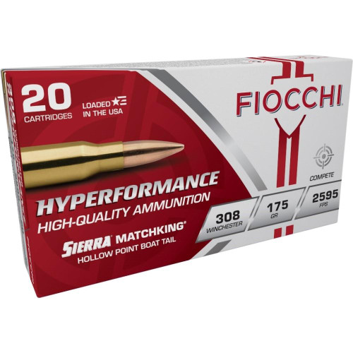 Fiocchi Hyperformance Matchking Rifle Ammunition .308 Win. 175 gr HPBT 2595 fps 20/ct Fiocchi Hyperformance Matchking Rifle Ammunition .308 Win. 175 gr HPBT 2595 fps 20/ct