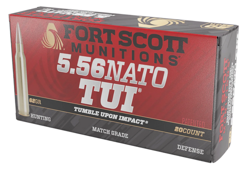 Fort Scott Munitions Tumble Upon Impact (TUI) 5.56x45mmNATO 62gr Solid Copper Spun Fort Scott Munitions Tumble Upon Impact (TUI) 5.56x45mmNATO 62gr Solid Copper Spun