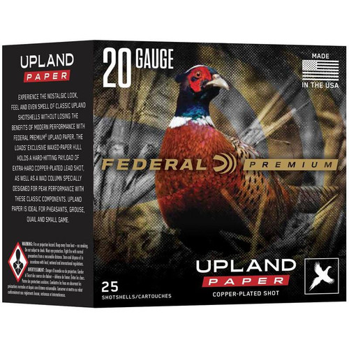 Federal Premium Upland Paper Shotshells 20ga 2-3/4" 1oz 1250 fps 4 25/ct