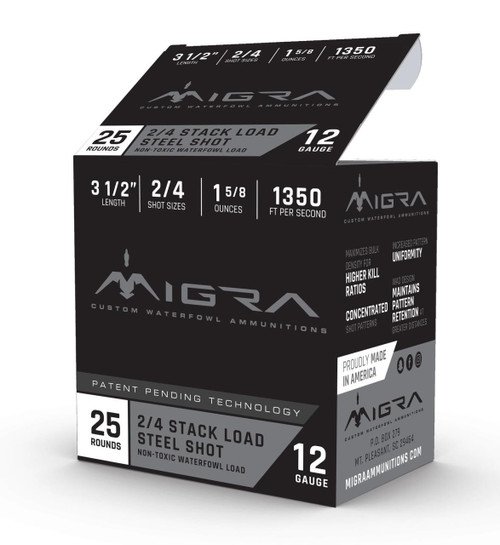 MIGRA AMMUNITIONS 3.5" 1-5/8OZ STACKED STEEL SHOT MIGRA AMMUNITIONS 3.5" 1-5/8OZ STACKED STEEL SHOT