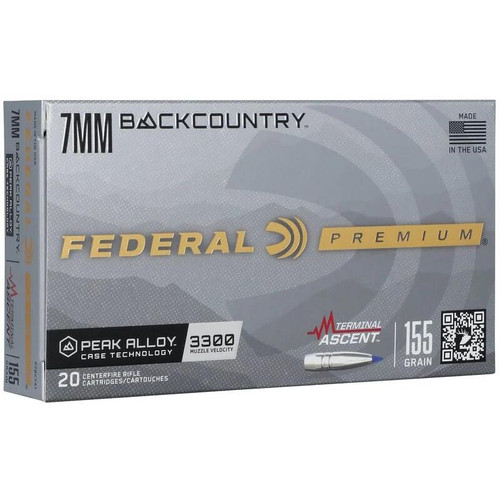 Federal Terminal Ascent Rifle Ammunition 7mm Backcountry 155gr PT 3300 fps 20/ct