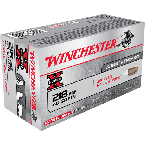 Winchester Super-X Rifle Ammunition .218 Bee 46 gr. JHP 2760 fps 50/ct