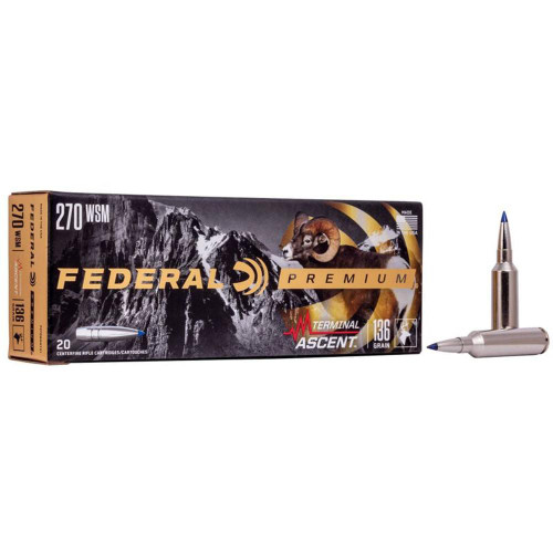 Federal Terminal Ascent Rifle Ammunition .270 WSM 136 gr 3240 fps 20/ct