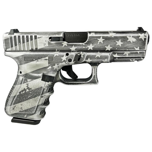 Glock 19 Gen 3 Custom "USA Flag-Distressed Gray" Compact Handgun 9mm Luger 15/rd Magazines (2) 4.02" Barrel USA
