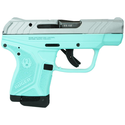 Ruger LCP II Handgun 22 LR 10rd Magazine 2.75" Barrel Crushed Silver Slide with Robin's Egg Blue Frame