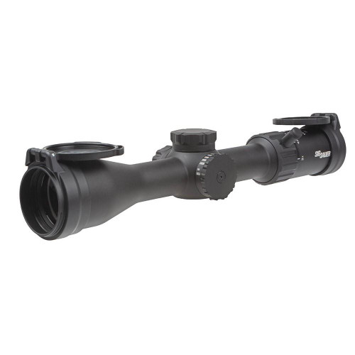 Sig Sauer Whiskey 4 Low Profile Rifle Scope 3-12x44 30mm SFP Hellfire Quadplex Illum Capped 0.25 MOA - Black