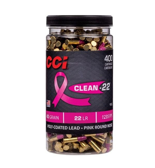 CCI High Velocity Clean-22 Ammunition Pink .22LR 40gr Poly Coated LRN  1235 fps 400/ct
