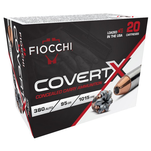 Fiocchi CovertX Handgun Ammunition .380 Auto 95gr JHP 1025 fps 20/ct
