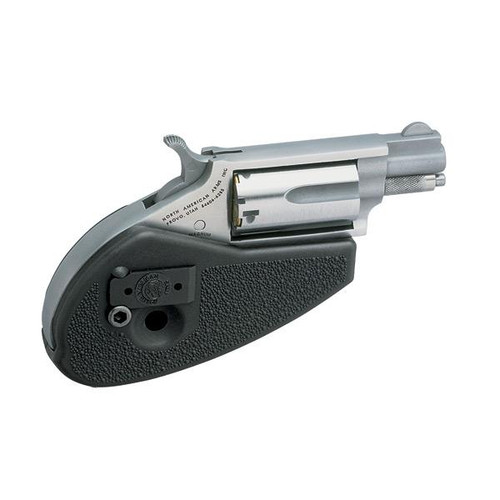 NAA 22MS HG Handgun .22 Mag 5rd Capacity 1.125" Barrel Silver with Black Holster Grip