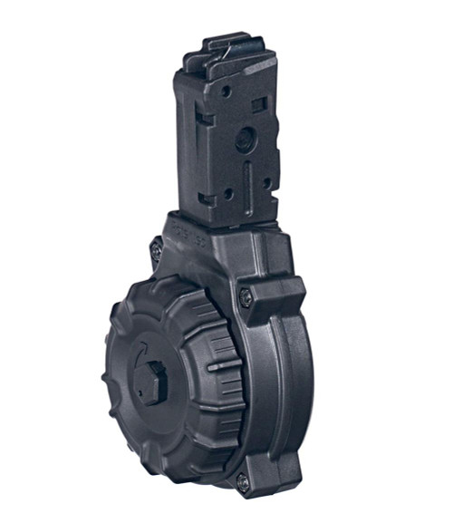 Promag Handgun Drum Magazine Fits Six Sauer MPX 9mm - Black Polymer 50/rd