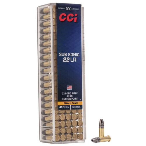 CCI Sub-Sonic HP Rimfire Ammunition .22 LR 40 gr HP 1050 fps 100/ct