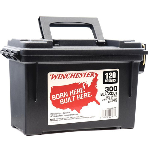 Winchester USA Rifle Ammunition .300 Blackout 200 gr. FMJ OTM 1060 fps 120/ct (Bulk Plastic Ammo Can)