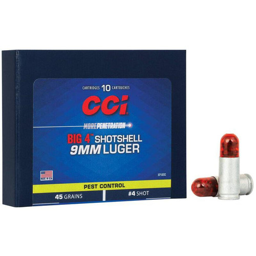 CCI Big 4 Handgun Shotshell Ammunition 9mm Luger  4 1000 fps 10/ct