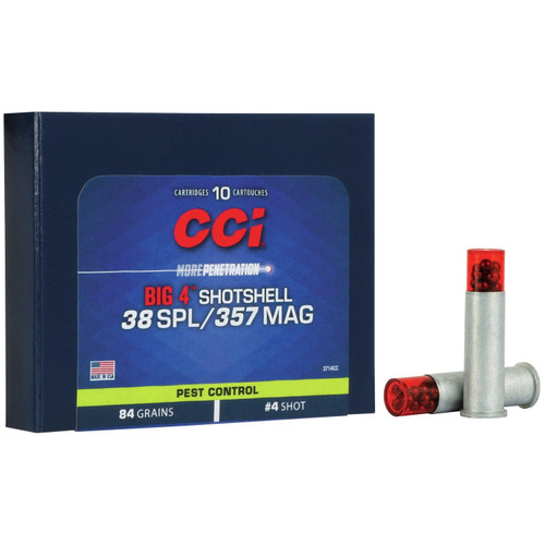 CCI Big 4 Handgun Shotshell Ammunition .38 spl/.357 mag 4 Shot 1000 fps 10/ct