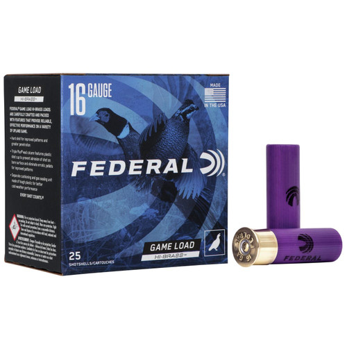 Federal Game-Shok Upland Game Hi Brass Load Shotshells 16 ga 2-3/4" 1-1/8 oz 1295 fps 7.5 25/ct