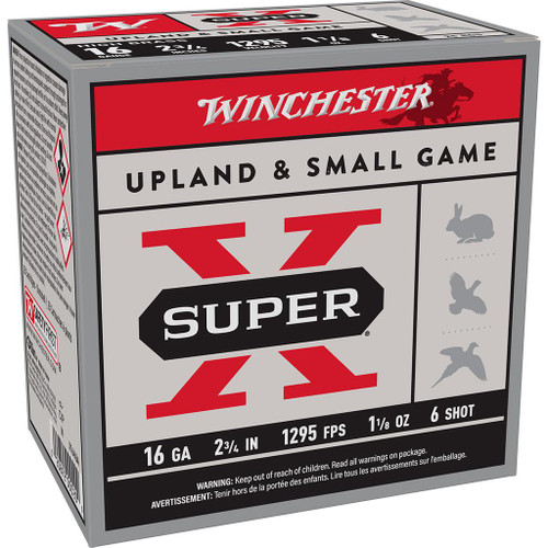 Winchester Super-X High-Brass Shotshells 16 ga 2-3/4" 1-1/8 oz 1295 fps 6 25/ct