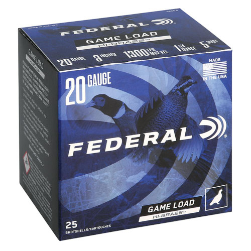 Federal Game-Shok Upland Game Hi Brass Load Shotshells 20 ga 3" 1-1/4 oz 1300 fps 5 25/ct