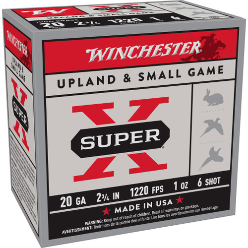 Winchester Super-X High-Brass Shotshells 20 ga 2-3/4" 1 oz 1220 fps 6 25/ct