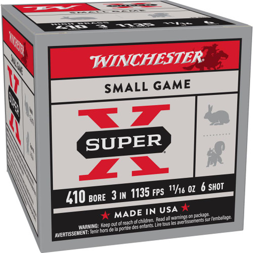 Winchester Super-X High-Brass Shotshells .410 ga 3" 11/16 oz 1135 fps 6 25/ct