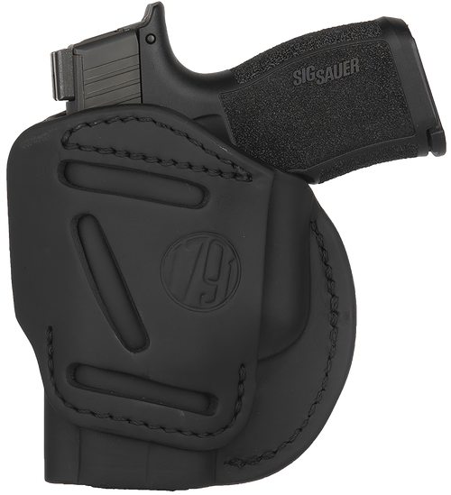 1791 Gunleather 4WH3SBLR 4-Way  IWB/OWB Size 03 Stealth Black Leather Belt Clip Compatible w/Glock 26/Ruger LC9/S&W M&P Shield/2.0 9/40 Right Hand                                                      