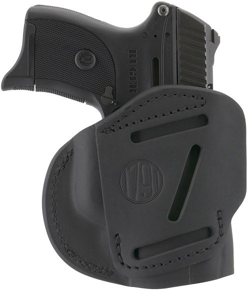 1791 Gunleather 4WH4SBLL 4-Way  IWB/OWB Size 04 Stealth Black Leather Belt Clip Compatible w/Glock 26/Springfield XD/XDS/S&W M&P Shield Plus Left Hand                                                  