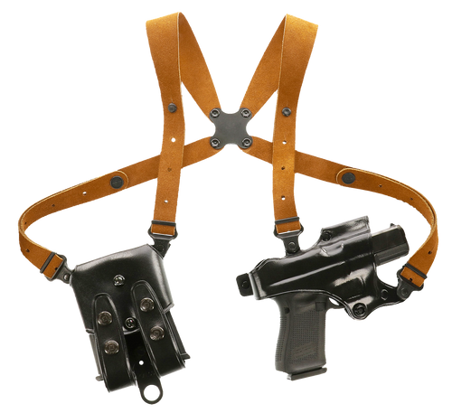 Galco JR202B Jackass Rig Shoulder System Size Fits Chest Up To 56" Black Leather Harness Fits Beretta 92F/FS Fits Taurus PT100 Right Hand                                                               
