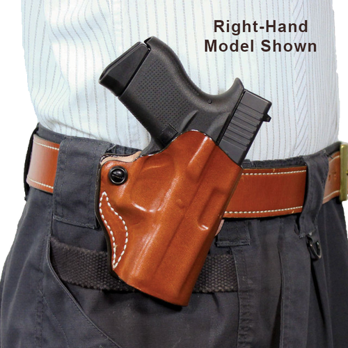 DeSantis Gunhide 019TB7WZ0 Mini Scabbard  OWB Tan Leather Belt Slide Fits Springfield Prodigy w/wo Red Dot Fits 4.25" Barrel Left Hand                                                                  