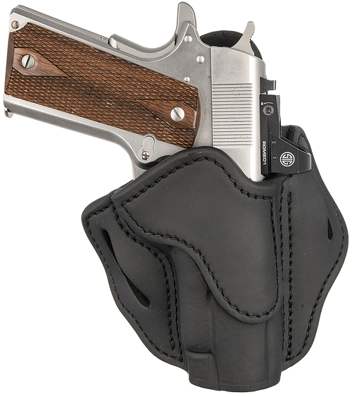 1791 Gunleather ORBH1SSBLR BH1 Optic Ready OWB Stealth Black Leather Belt Slide Fits 4-5" 1911 Right Hand                                                                                               